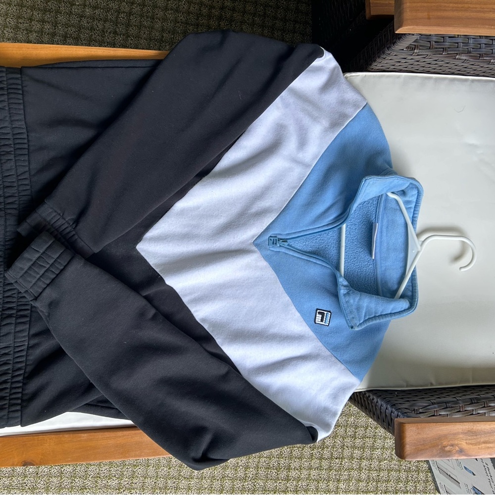 Women’s Vintage Fila Half Zip Crewneck M Blue/White/Black - Picture 7 of 8